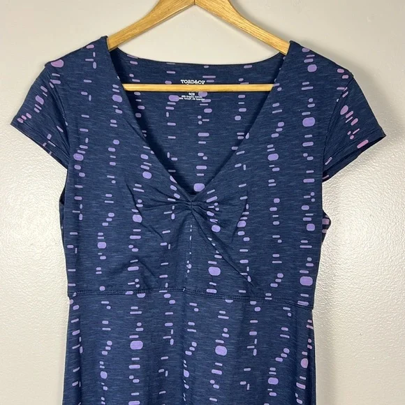 Toad&Co Rosemarie Navy and Light Blue Jersey Knit Dress Size Small EUC - Picture 5 of 16